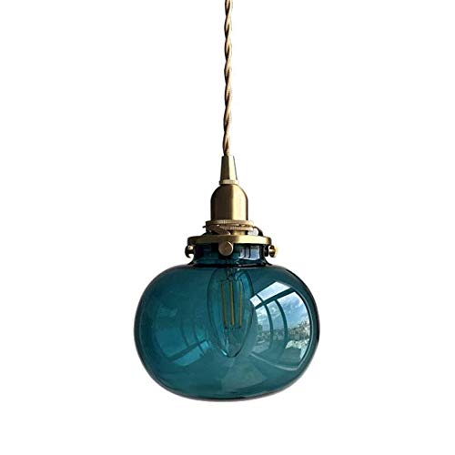 HWSY Rétro Plafonnier Industriel Métal Laiton Verre Clair Boule Abat-Jour Rond Loft Suspension Lampe Suspension en Verre Vintage Vintage E27 Socket Lustre...