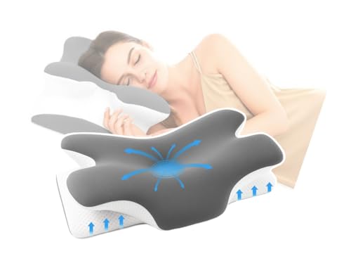 OPSILON® Almohada Cervical de Espuma VISCOELÁSTICA, CÓMODA Y ERGONÓMICA. para ALIVIAR el Dolor de Cuello. con Soporte para el Cabeza/Cuello/Hombro. Color Gris