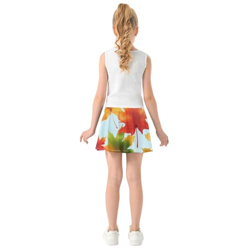 Tennis Skirts for Kids Autumn Maple Leaves Red Girls' Shorts Athletic Skorts Fun Cute Butterfly Skirt 4t4
