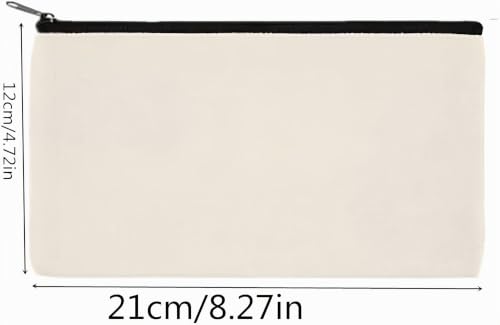 Loopunk Trousses à Crayons Vierge, DIY Vierge Toile Trousse de Rangement,Trousse Maquillage Femme,Trousses en Tissu Vierges à Peindre, avec Fermeture éclair, 16 pièces 21 x 12 cm (Noir) – vue 2