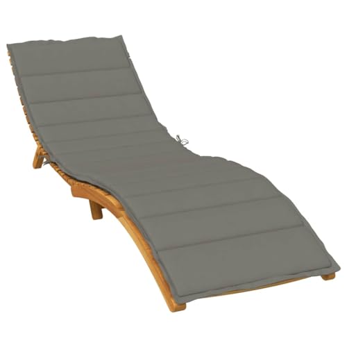 Cinyiqo Cojín para Tumbona Tela Gris Oscuro Melange 200x50x4 cm, Cojin Tumbona Exterior, Colchonetas para Tumbonas, Colchoneta Hamaca, Cojín De Silla De Hamaca, Colchón para Tumbona - 4002499