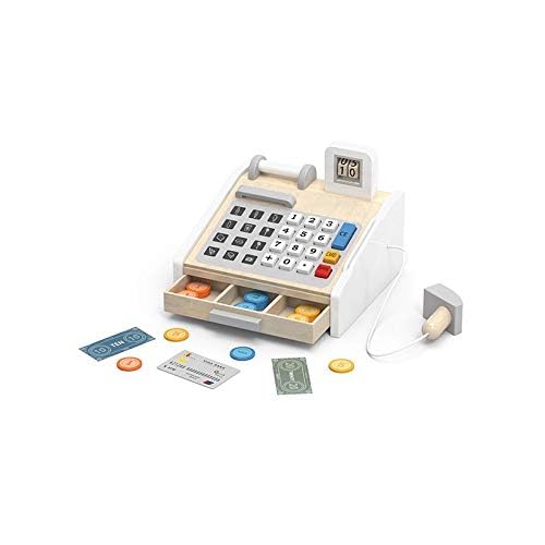 Caisse enregistreuse en bois avec accessoires interactifs pour compter