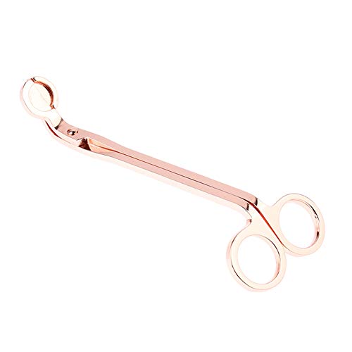 Zhongjiany - Cortador de vela de acero inoxidable de 17 cm para lámpara de aceite, tijeras de tesoura y cortador de gancho, color oro rosa