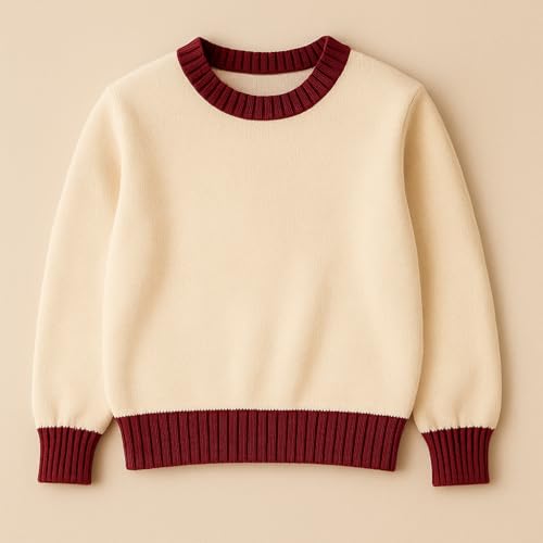 Unisex Knit Sweater with Contrast Ribbed Trim – Soft Warm Casual Winter Jumper for Men and Women Color1 M V-Neck4