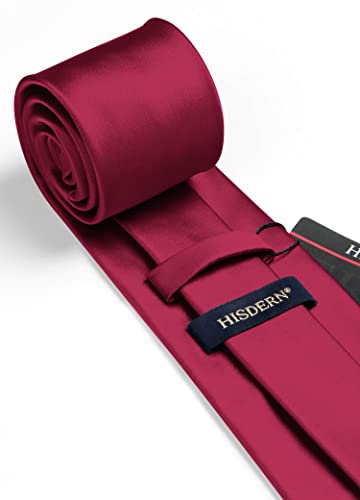 Image of HISDERN Mens Solid Color Ties Formal Satin Necktie and Pocket Square Set Classic Wedding Business Tie & Handkerchief