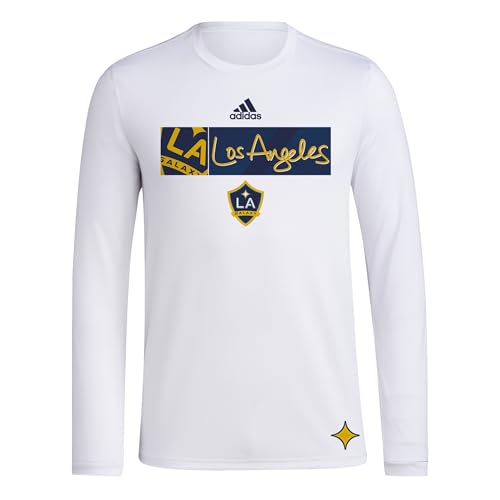 adidas La Galaxy - Camiseta de Manga Larga para Hombre, Color Blanco, Talla pequeña, Blanco/La Gallaxy, S