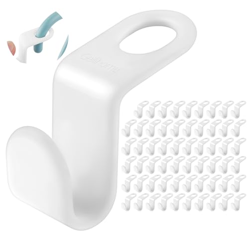 Geilihome Large Clothes Hanger Connector Hooks, 60PCS Cascading Clothes Hangers for Heavy Duty Space Saving Cascading Connection Hooks for Clothes Closet, White