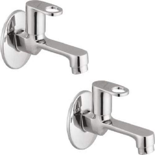 Prestige Prime Long Body-Pack of 2 with Wall Falnge Chrome Silver platet Tap Faucet Bib Cock Angle Cock Pillar Tap Bathroom Tap Angle Cock Faucet Bib Tap Faucet (Wall Mount Installation Type)