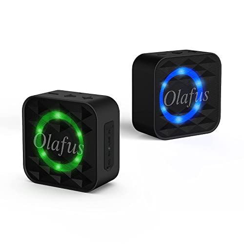 Olafus HD Waterproof Bluetooth 5.0 Speaker, Portable Wireless Speaker with Color Changing Lights, Mini Water Resistant Wireless Shower Speaker IPX7, Handsfree Portable Speakerphone with Built-in Mic