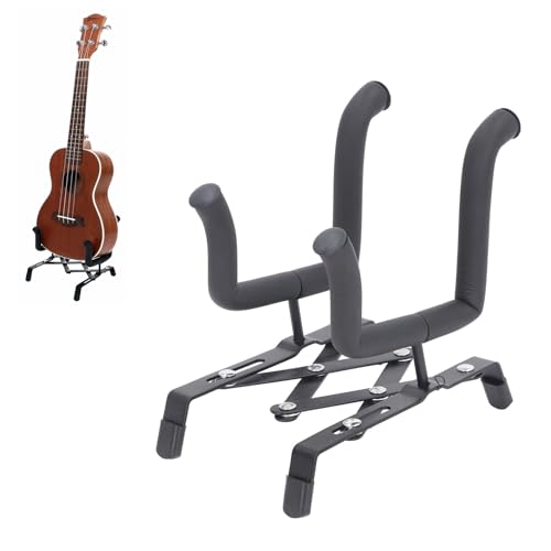 Ukulele Stand, Foldable Violin Stand Metal and Sponge H Shape Portable Retractable Guitar Stand, Instrument Stand Folding Portable Stand for Ukulele, Mandolin, Violin