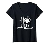 Photo Gallery donna hello sixty happy 60° compleanno femminile maglietta con collo a v Photo Gallery donna hello sixty happy 60° compleanno femminile maglietta con collo a v