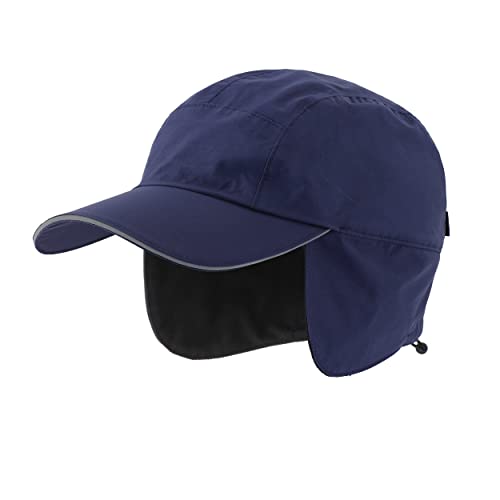 Magracy Cappello da baseball invernale impermeabile da uomo con paraorecchie, blu navy, Taglia unica