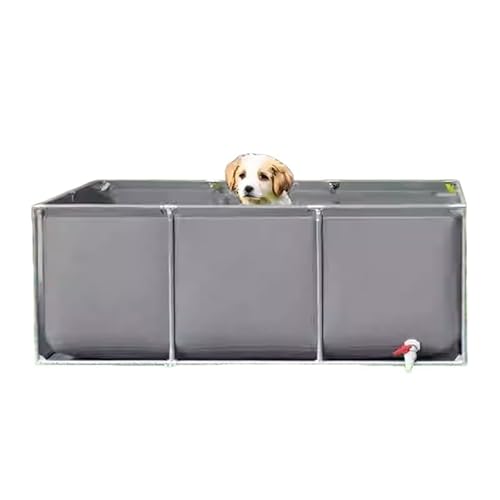 Genérico Acuario Grande de PVC, depósito portátil para Peces con válvula de Drenaje, Estanque Temporal de cría de koi de 4 x 2 x 0,6 m, pecera de Lona elevada para Uso en Exteriores.