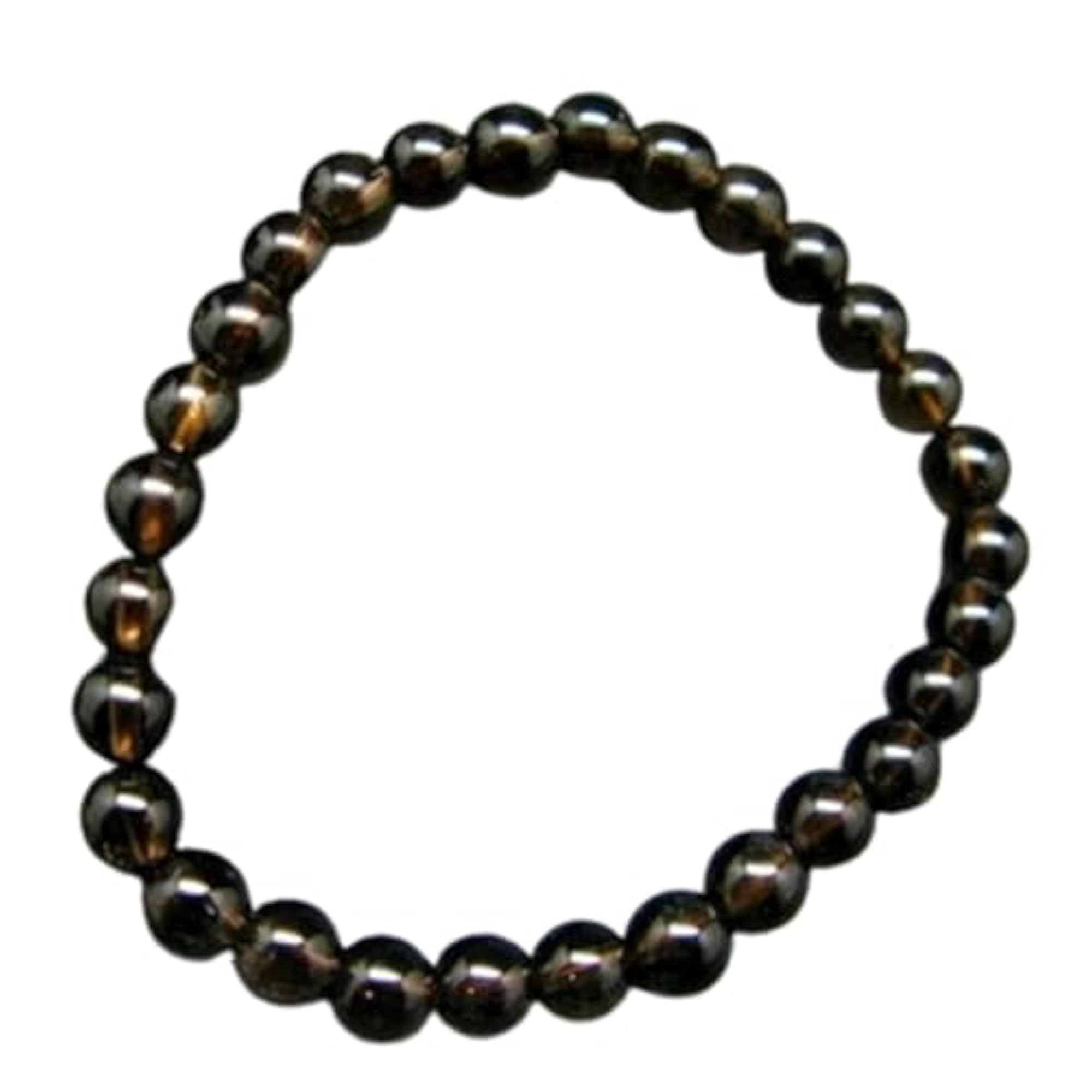 Unisex Natural Smoky Quartz 8mm Round Bead Stretchable Bracelet