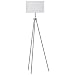 Rivet Mid-Century Modern Tripod Décor Living Room Standing Floor Lamp with Light Bulb and Drum Shade, 58"H, Brushed Steel