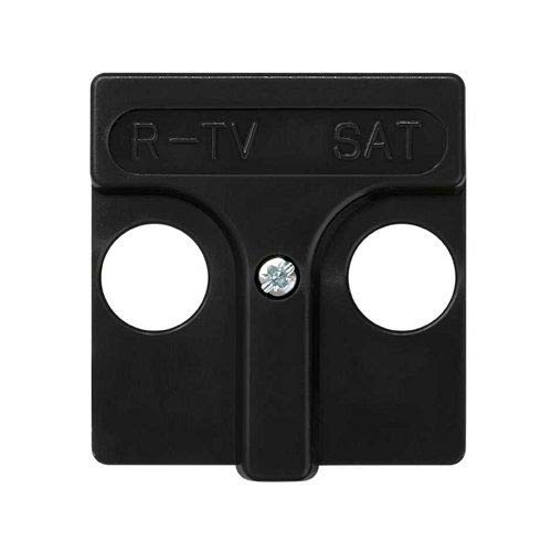 CABLEPELADO Tapa toma R-TV+SAT Simon 27 | Placa para tomas inductivas | ‎27097-38 | 45x45 mm | 1 elemento | Acabado Negro| Simon 27