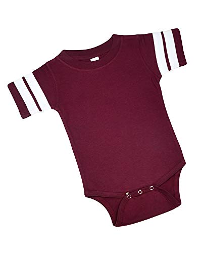 Monag Short Sleeve Short Sleeve Blank College Football Baby Bodysuit (6-12m, Maroon)