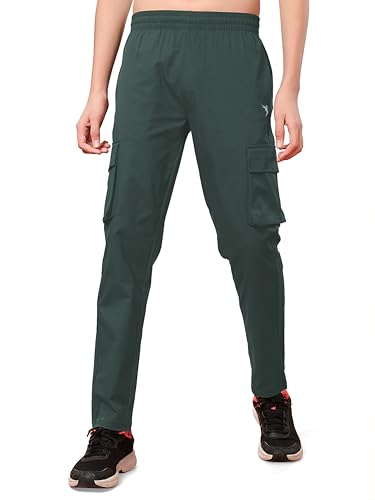 Image of TECHNOSPORT Boys' Solid Straight Fit TS Flexi Cargo Trackpants Drawstring 4-Pocket Polyester Joggers for Sports Play School UPF50+ Anti Odour
