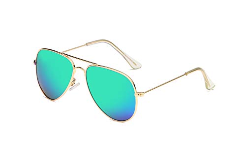SOOLALA Children's UV400 Protection Anti-reflective Aviator Polarized Sunglasses, Green