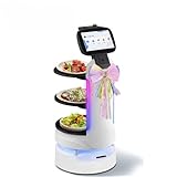 Food Delivery Robot with Autonomous Indoor Navigation & Elevator Control; Self-Charging for Restaurant & Hotel Service, Large Capacity, Contactless