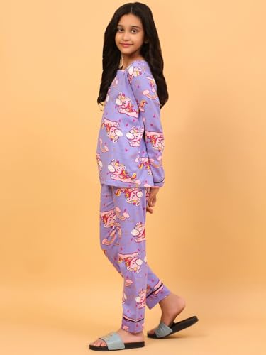 Image of Ninos Dreams Cotton Girls Full Sleeves Coord Set ! Night Suit for Girls ! Tshirt with Jogger Set