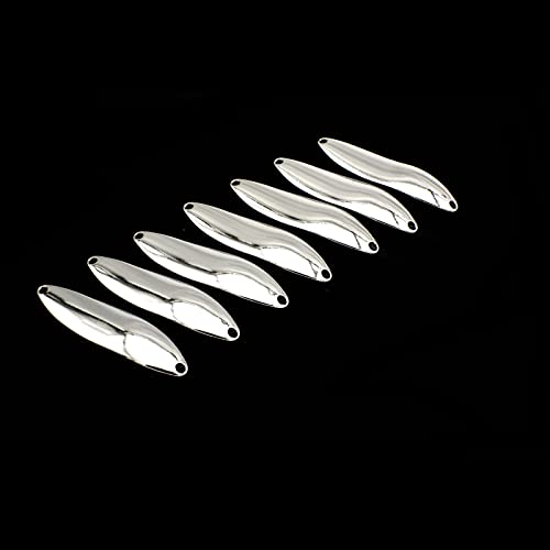 50 Pieces 22G Fishing Lures Spoons Saltwater Hard Metal Spinner Baits Casting Spoon Silvery For Salmon Bass (Silvery) #TOP5