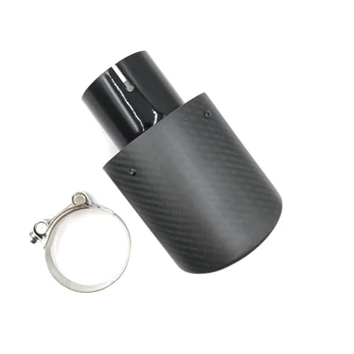 Tubo de escape deportivo con punta ovalada de acero negro y fibra de carbono mate 1pc