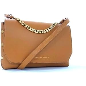 ◆美品◆CHARLES & KEITH ショルダーバッグ　2Way レザー 極美品】バンドバッグ ミニコラ チェーンリンクムーンバッグ