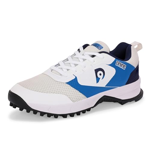Image of DNINE Force Men,Rubber Stud Cricket Shoes - White /Navy Blue