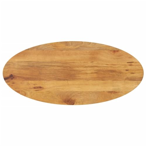 vidaXL Tischplatte, Holzplatte für Esstisch Couchtisch, Massivholzplatte Rustikales Design, Ersatztischplatte, 80x40x2,5cm Oval Massivholz Mango
