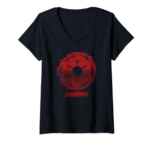 T-shirt Star Wars Squadrons col v femme haut noir imprimé mode urbaine