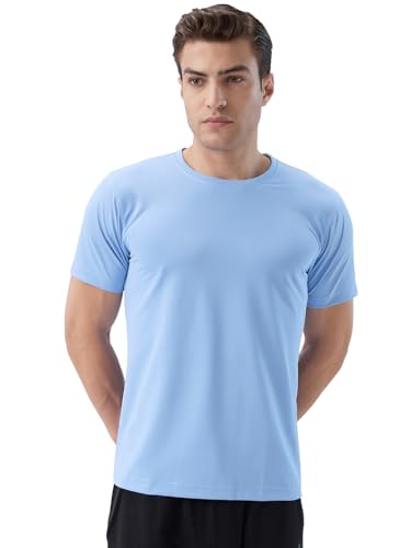 Image of Park Avenue Men Reguler Fit Na Pattern Polyester Elastane Blend Round Neck Half Sleeve Loungewear T-Shirt Blue
