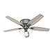 Hunter Fan 52 in Casual Matte Silver Finish Indoor Ceiling Fan with Pull Chain and Light Kit, 5 Blades (Renewed)