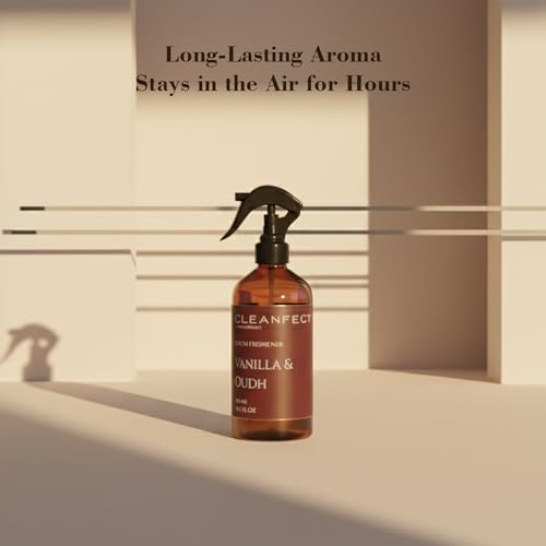 Image of Vanilla & Oudh Room Freshener Spray - Long Lasting Air Freshener for Home, Bathroom & Office | Non-Toxic & Safe Aromatic Spray with Natural Oils (300ml)