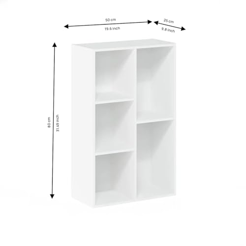 Image of Redwud Meyan Engineered Wood Bookshelf for Books Multipurpose Bookcase Wooden Modern Book Display Rack Floating Shelves for Home, Study Room & Office (White) D.I.Y