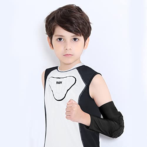 Tuoy Padded Sleeveless Shirt Chest Sternum Protector Heart Guard Compression Protective Shirt For Football Baseball Lacrosse Goalies Paintball #TOP3