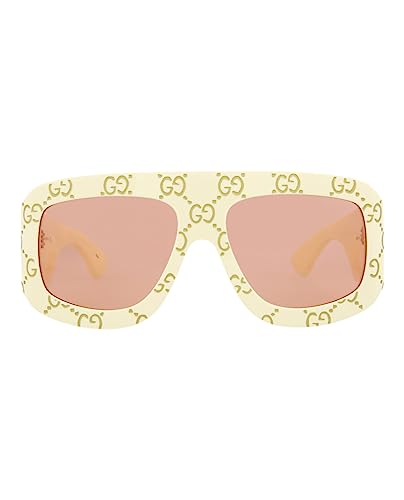 Gucci Shield/Wrap Sunglasses Ivory Orange Luxury Eyewear Made In Italy Acetate Frame Designer Fashion for Everyday Luxury