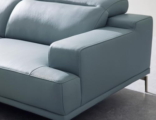Image of Fabrique Duerox Leatherette 4 Seater with Puffy Moden Design Blue Sofa Set with Moveable Headrest | Comfortable Furniture for Home Office & Living Room | Easy to Move with Stainless Steel Legs