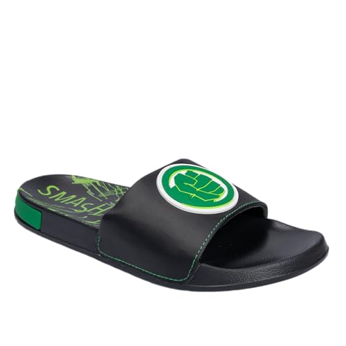 Image of Marvel Men's Slides - Official Spiderman, Deadpool, Wolverine & Hulk Lightweight Non-Slip Comfort Sandals, Sizes 6-13