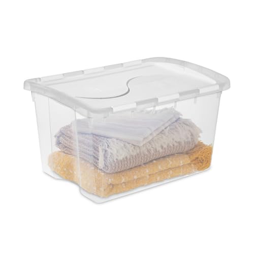 Image of Sterilite 6-Pack Stackable Storage Bin with Lid, Clear Plastic Design, 48 Quart