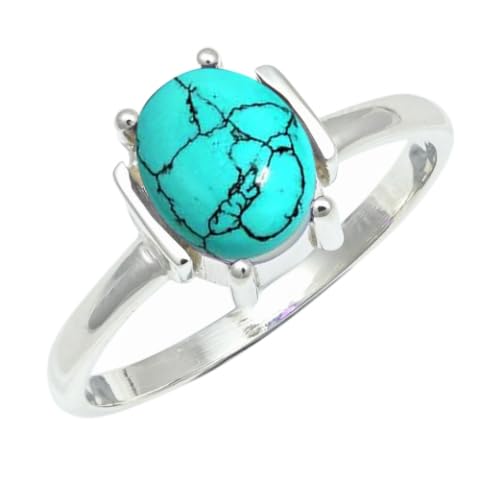Bague en argent sterling 925 et turquoise pour couple taille 60