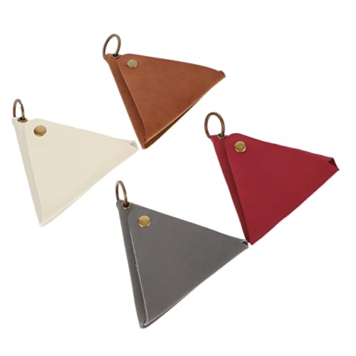 FOMIYES Leather Triangle Coin Pouch Coin Pouch for Storage Men's Key Bag Lightweight Random Color