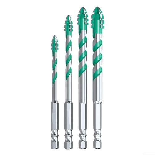 Set of 4 Carbide Drill Bits for Glass, Wood, Metal, Tiles 150mm Length, Includes 6mm, 8mm, 10mm, 12mm Sizes
