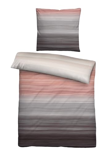 biberna Satin Bettwäsche 0614610 Streifen 1x 155x220 cm + 1x 80x80 cm, Gold