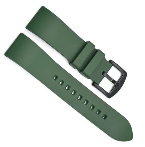 Bracelet de montre en caoutchouc fluoré vert noir 24mm étanche et résistant