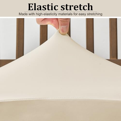 DONGKER Kunstleder Stuhlbezug, 2 Stück Wasserdicht Sitzflächenbezug, Abnehmbar Stretch PU Stuhlsitzbezüge für Esszimmer Küche Hochzeit Garten Büro