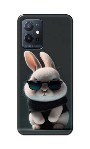 Image of PRINTFIDAA Printed Hard Back Cover Case for Vivo T1 5G Back Cover (Cool Baby Rabbit) -112