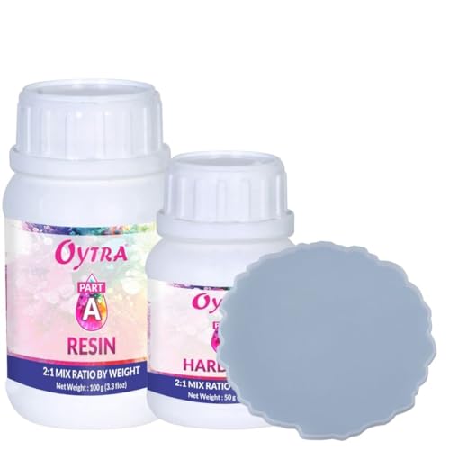 Image of Oytra Resin Art Kit with 150Gm Epoxy Resin & Agate Silicone Mould Combo Pack - DIY Craft Coaster Set Essentials Casting Art Tools for Beginners,Transparent