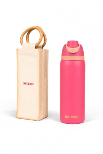 Image of Stainless Steel Water Bottle 32 oz with Flip Lid and Carry Loop (Pink, 960 ml)