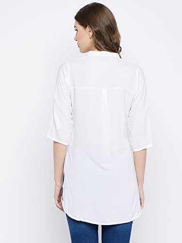 Image of Comfort Short Kurti for Women | Short Tunics Tops | Regular Rayon Short Kurti | Stylish Short Sleeve Kurti for Girls & Ladies